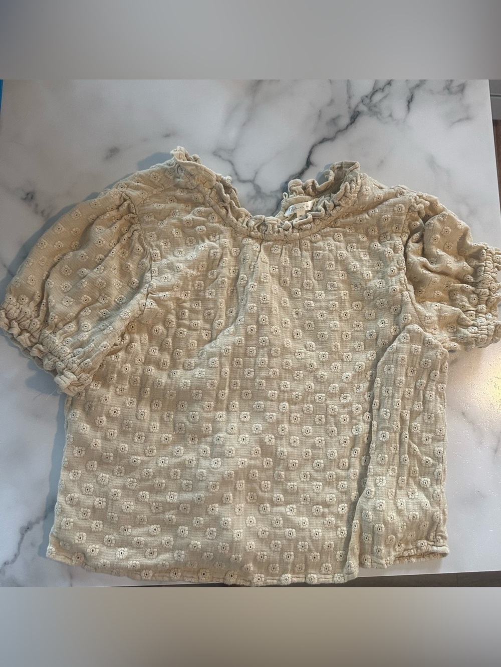 Rylee + Cru Cream Eyelet Ruffle Top
